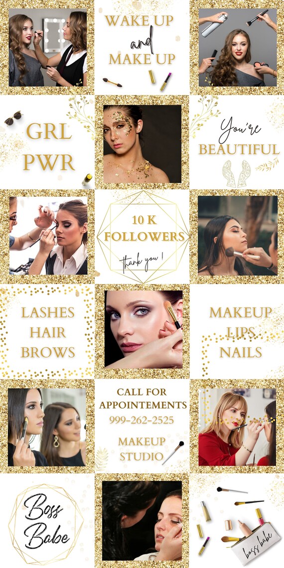 Plantilla de rompecabezas de Instagram para maquillador Gold - Etsy España Plantilla de rompecabezas de Instagram para maquillador Gold - Etsy España