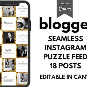 Instagram Puzzle Feed Gold, Instagram Puzzle Template Canva, Instagram puzzle Theme, Instagram puzzle Grid , Instagram Puzzle Minimal