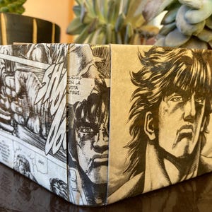 KEN SHIRO, carteira, carteira, artesanato, feito à mão, quadrinhos, reciclado, reciclagem,, original, peça única, peça única, presente, para homem, presente para homem,