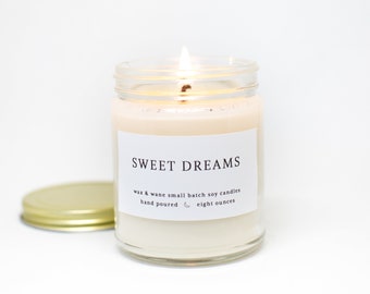 Sweet Dreams Lavender Modern Soy Candle  - Natural Lavender Home Decor Candle Relaxing Natural Vegan Soy Candles Essential Oils Baby Shower