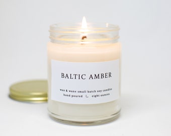 Baltic Amber Modern Soy Candle - Amber Candle -  Best seller soy Scented Candle - Ready to ship - Soy Candles Gift - Natural Vegan Candles