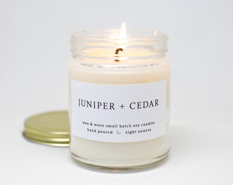 Juniper + Cedar Modern Soy Candle  - Desert Southwest Candle - Tree Forest Soy Scented Candle - New Mexico Arizona Colorado Mojave Candle