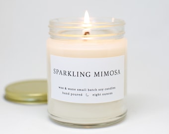 Sparkling Mimosa Modern Soy Candle  - Grapefruit Orange Citrus Champagne Scented Soy Candle - Ready to ship natural Vegan Engagement Gift