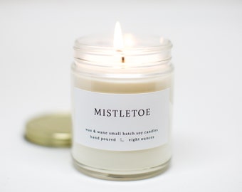 Mistletoe Modern Soy Candle - Evergreen Christmas Tree Holiday Christmas Candle -  Pine Spruce Bayberry Scented Candle - Ready to ship gift