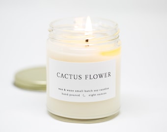 Cactus Flower Jade Modern Soy Candle - Desert Southwest Agave Succulent Scented Candle -  Ready to ship gift for her bridesmaid wedding