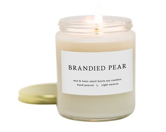 Brandied Pear Modern Soy Candle - Holiday Christmas Candle -  Soy Scented Candle - Ready to ship Christmas Secret Santa Hostess Gift