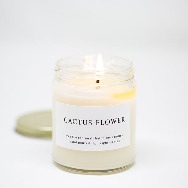 Cactus Flor Jade Vela De Soya Moderna - Desert Southwest Agave Suculenta Vela Perfumada - Listo para enviar regalo para su boda de dama de honor