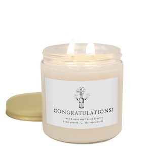 Congratulations Candle - Champagne Scented Soy Candle - Wedding Gift - Graduation Gift - Engagement Gift - Champagne Candle - Soy Candle