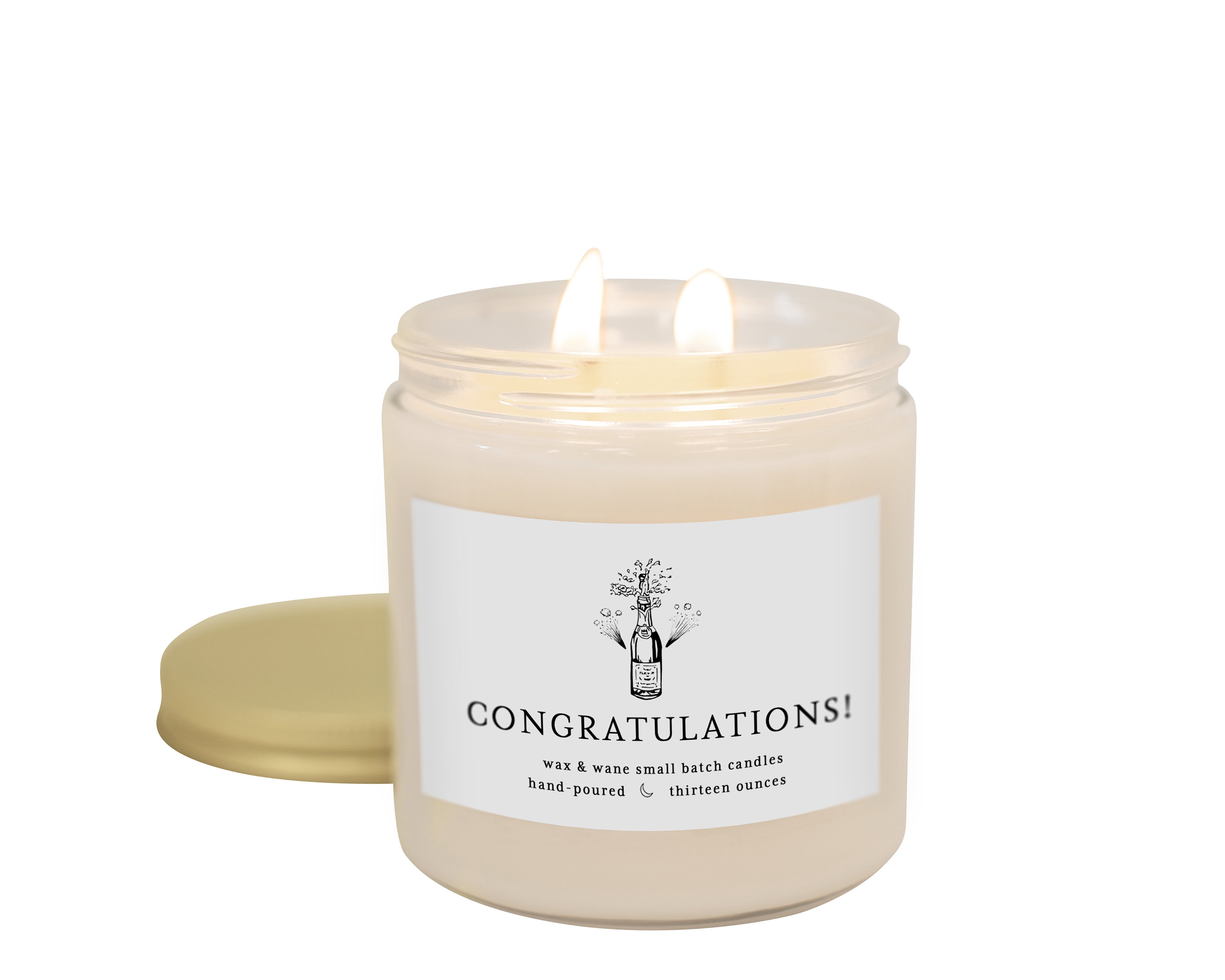 Bougie Félicitations - Bougie de Soja Parfumée Au Champagne Cadeau Mariage Graduation Fiançailles So