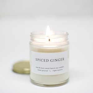 Spiced Ginger Modern Soy Candle Gingerbread Christmas Holiday Candle Ginger Cookie Hostess Gift Scented Candle Ready to ship gift image 1