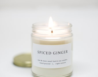 Spiced Ginger Modern Soy Candle - Gingerbread Christmas Holiday Candle -  Ginger Cookie Hostess Gift Scented Candle - Ready to ship gift