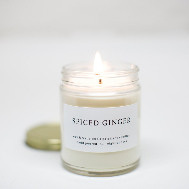 Spiced Ginger Modern Soy Candle Gingerbread Christmas Holiday Candle Ginger Cookie Hostess Gift Scented Candle Ready to ship gift image 1