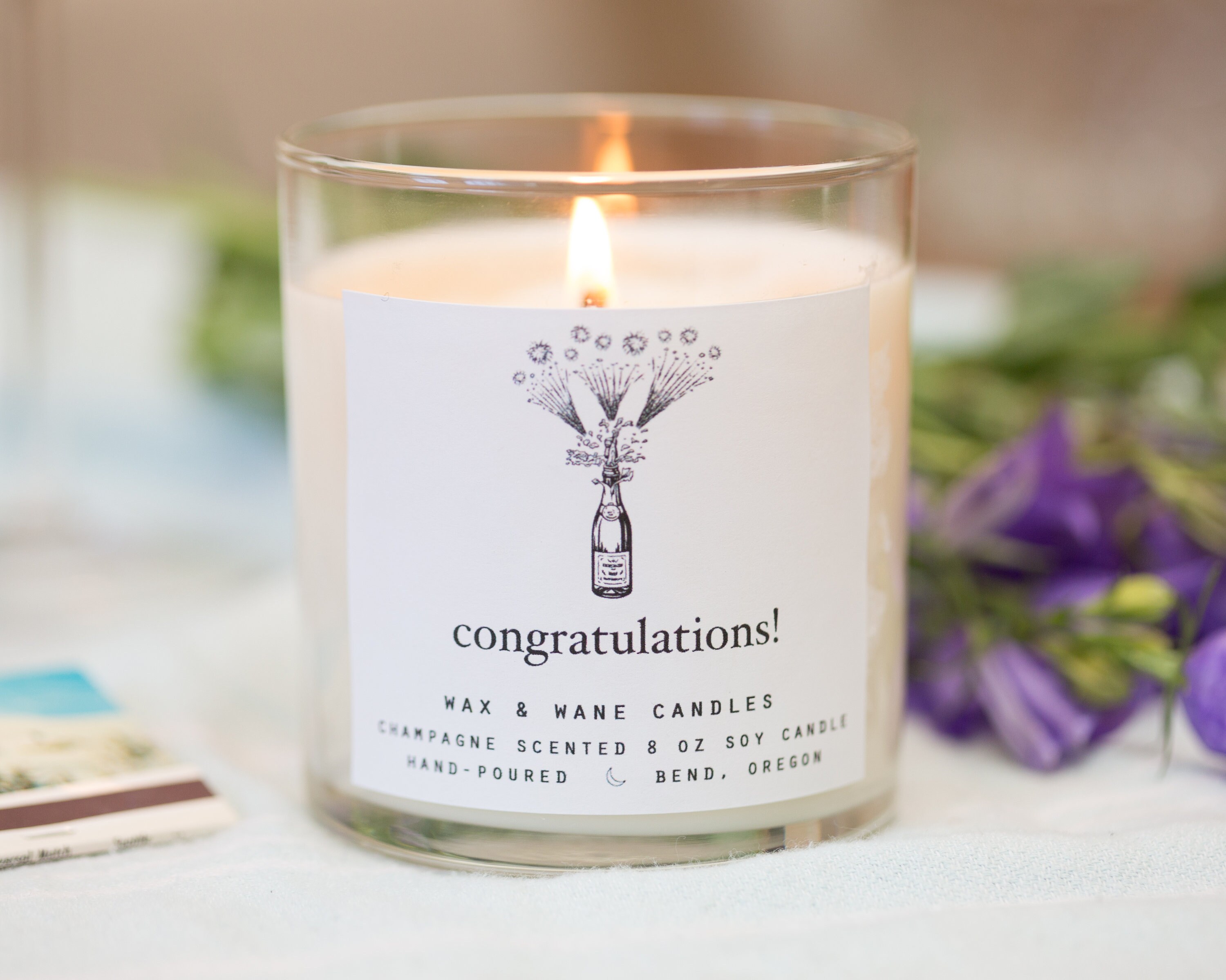 Congratulations Candle Champagne Scented Soy Candle Etsy