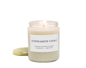 Cinnamon Chai Modern Soy Candle - Best Selling Fig Candle - Smoked Oud Scented Candle - Ready to ship Natural Vegan Gifts - Housewarming