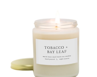 Tobacco Bay leaf Modern Soy Candle  - Desert Southwest Candle - Tree Forest Soy Scented Candle - New Mexico Arizona Colorado Mojave Candle