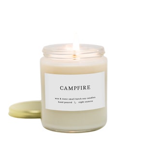 Campfire Modern Soy Candle - Best Selling Fig Candle - Smoked Oud Scented Candle - Ready to ship Natural Vegan Gifts - Housewarming