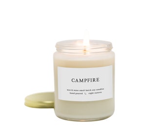 Campfire Modern Soy Candle - Best Selling Fig Candle - Smoked Oud Scented Candle - Ready to ship Natural Vegan Gifts - Housewarming