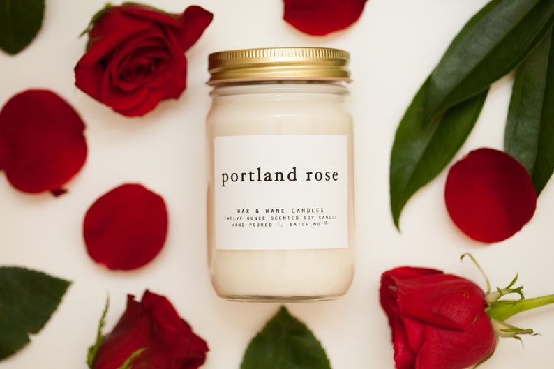 Portland Rose Soy Candle 12 oz Rose Candle Oregon floral Etsy