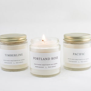 Northwest Soy Candle Gift Set Three Soy Candle Gift Set Oregon Washington Portland Natural Scented Pacific Ready to Ship Gift Organic image 2