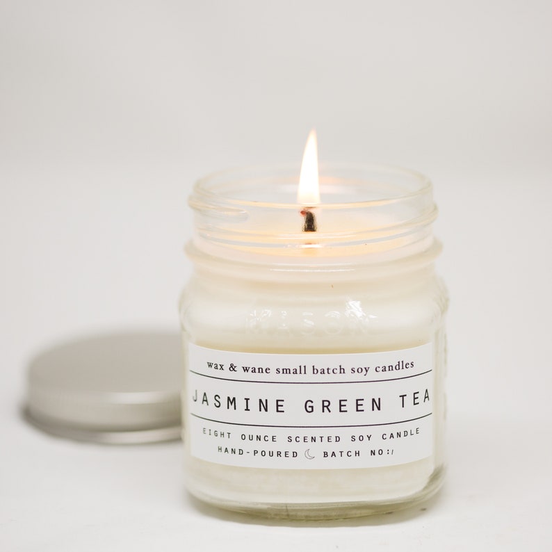 Jasmine Green Tea Mason Jar Soy Candle Spring Scented Etsy