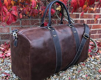 extra large leather holdall