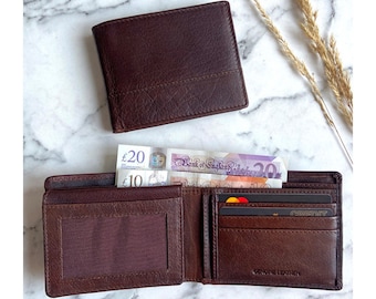 Luxury Brown Rfid Protected Buffalo Leather Wallet