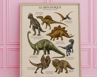 Affiche illustrée "Dinosaures"