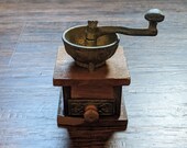 Antique Miniature Salesman Sample Wooden and Cast Iron Coffee Grinder, Vintage Doll Toys. Collectible Doll Furniture.