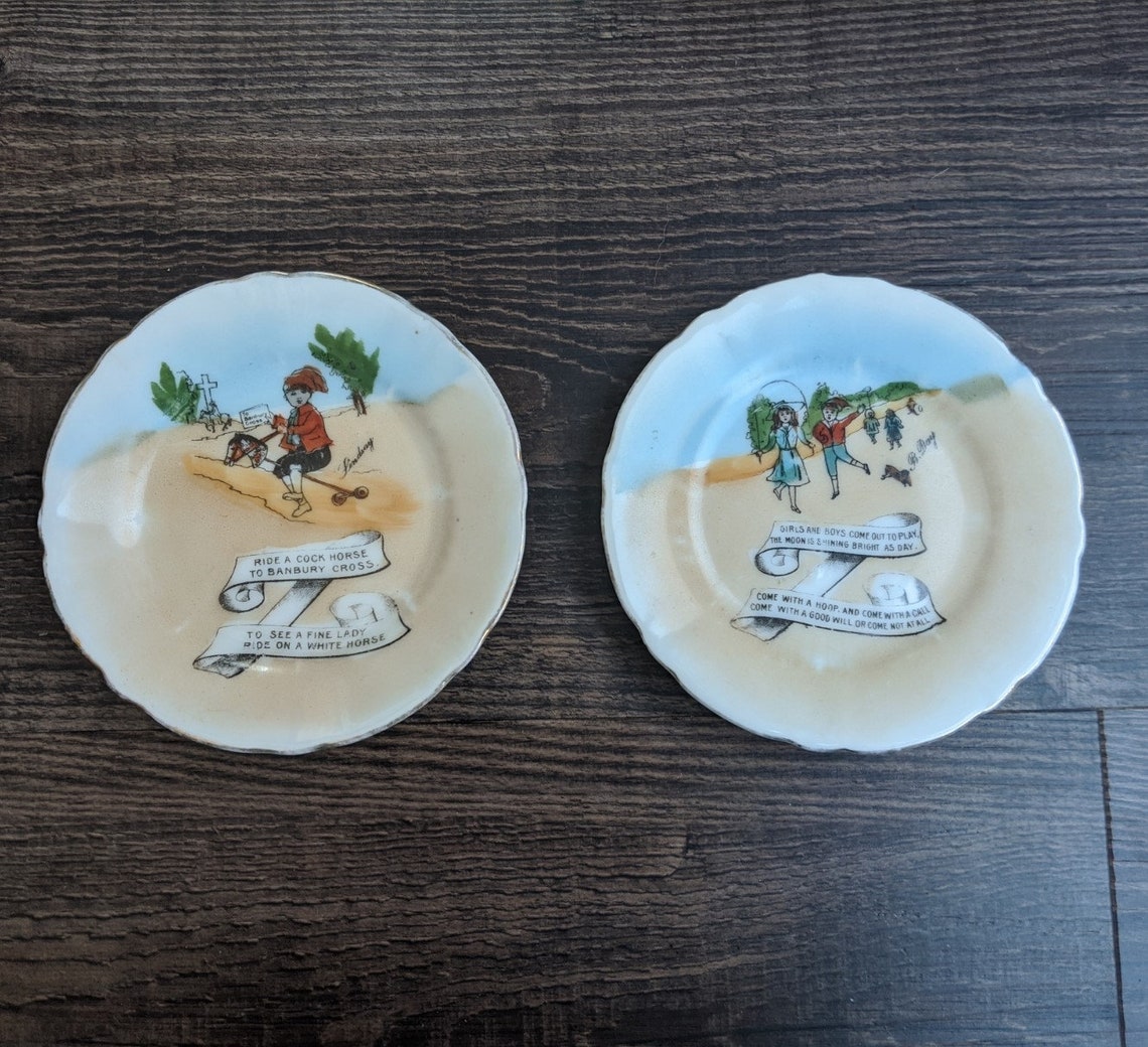 Small Vintage Antique Nursery Rhyme Plates. Ride a Cock | Etsy
