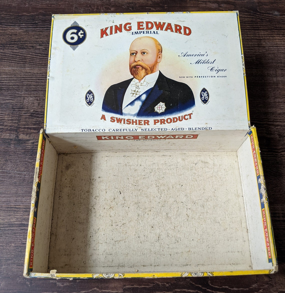 Vintage King Edward Wooden Cigar Box with Paper Advertisement. Etsy