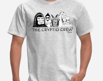 Cryptid Crew t-shirt, bigfoot t-shirt, The Flatwood monster t-shirt, Mothman t-shirt, Loch Ness monster t-shirt, alien t-shirt, work T-Shirt