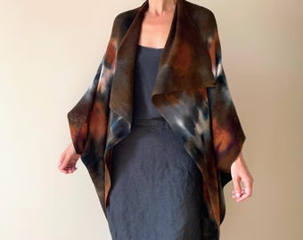 Kardigan z wełny merynosów farbowany ręcznie – oversize'owy sweter w ombre