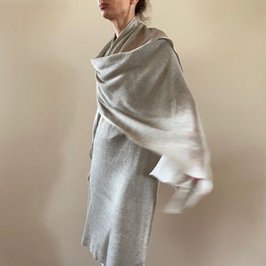 Elegant LINEN SHAWL Knit flax scarf Unique cover up Summer wrap Boho overlay beach knitwear Natural pure  linen cape Gift  OOAK 580