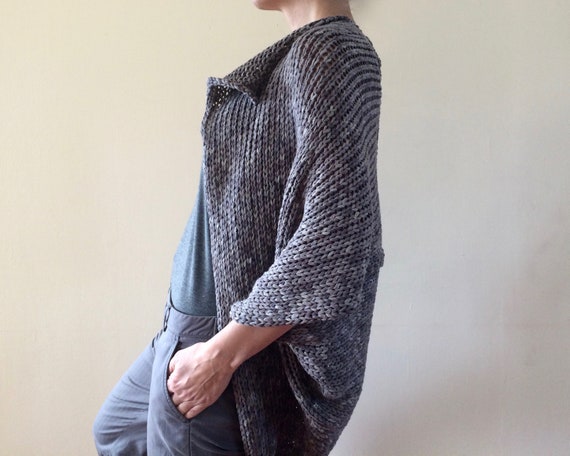 Cotton COCOON CARDIGAN Oversized Gray 