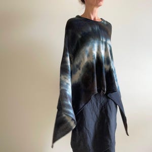 Soft elegant merino wool poncho Graphite gray wool shawl Unique ombre hand dyed tunic Warm cover up Women&#39;s sweater Gift for her OOAK 750&#39;II