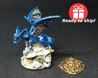 Blue Dragon Wyrmling - Painted Tabletop Miniature - Dungeons and Dragons - Role Playing Games - Figure - Gaming - Board Games - Decore - DnD