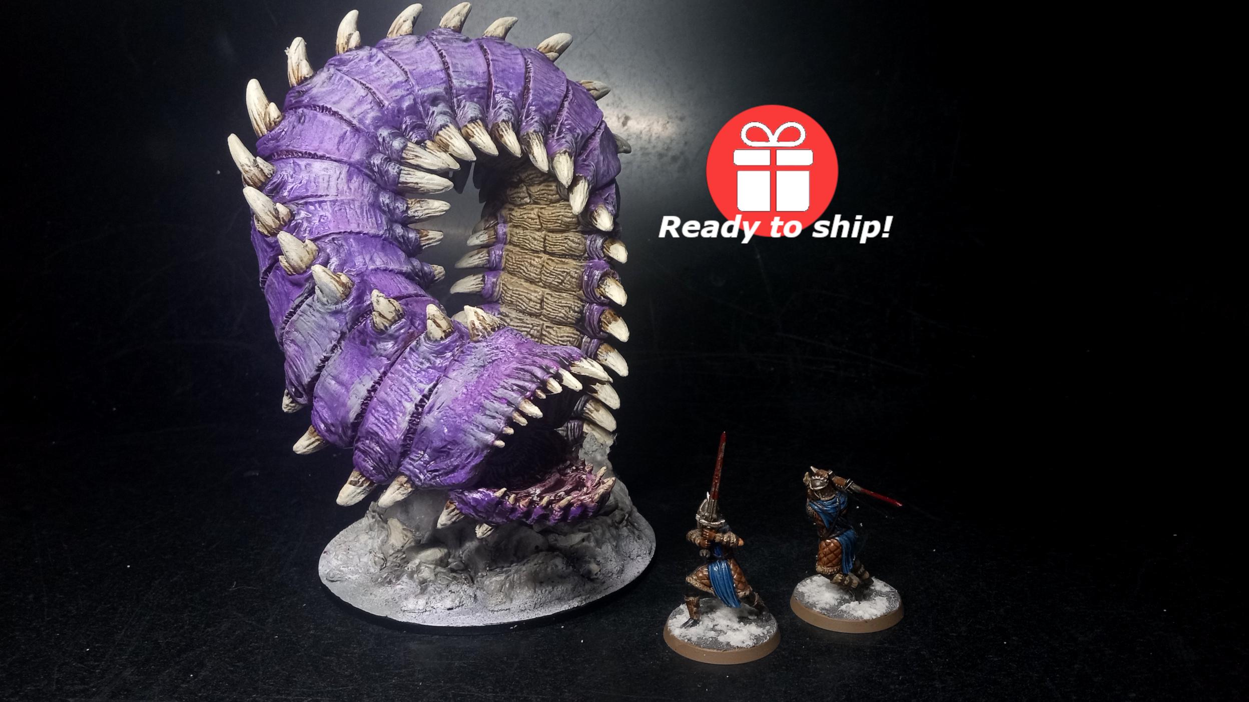 Purple Worm - Painted Tabletop Miniature - Dungeons and Dragons - Role Playing Games - Figure - Gaming - Board Games - Decore - DnD