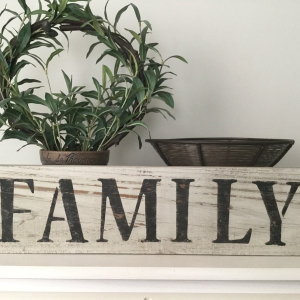 Family sign, reclaimed wood family sign, rustic family sign, weathered family sign, hand painted sign on reclaimed wood, family wall decor