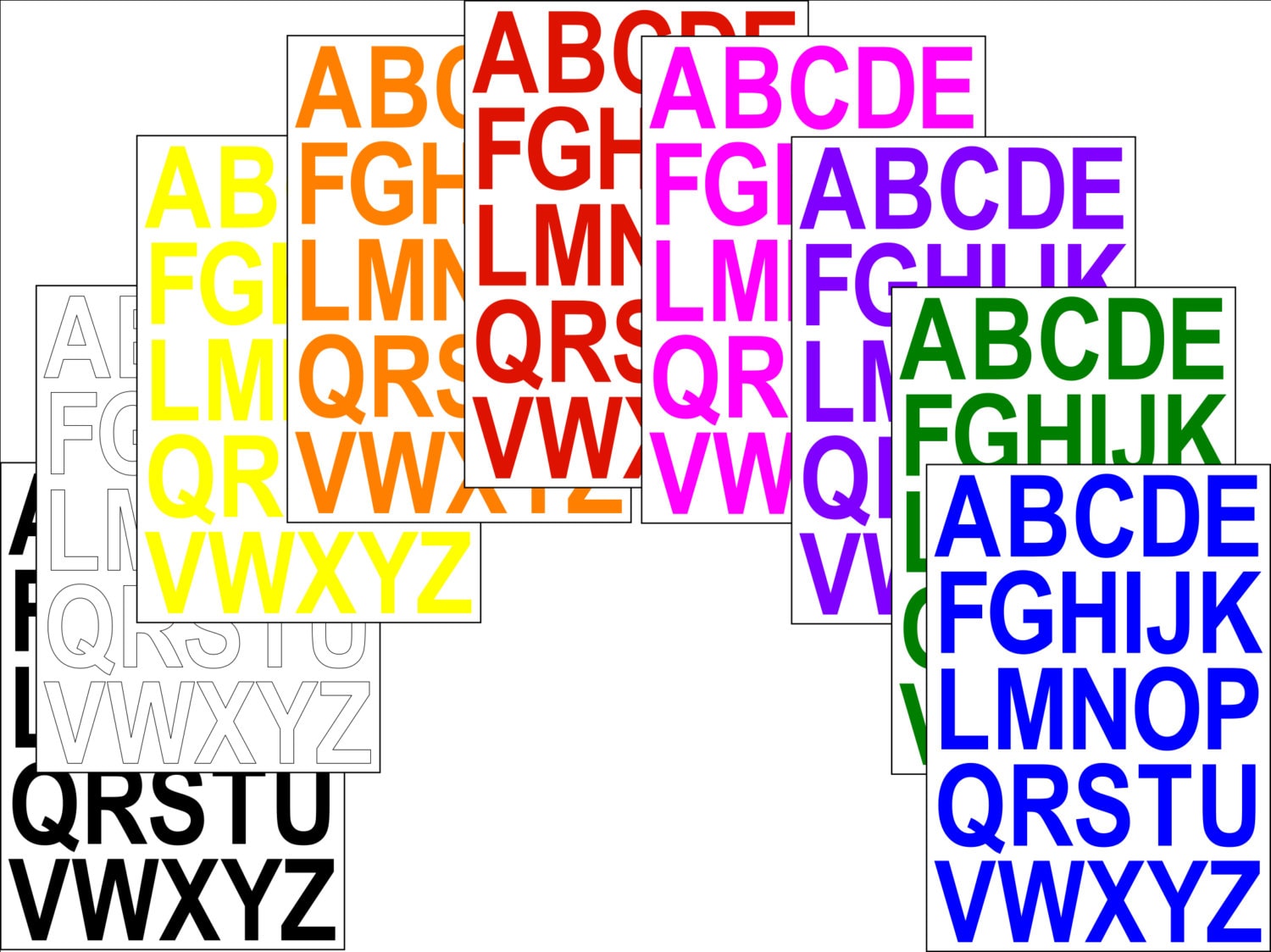 A4 SHEET OF ALPHABET LETTERS & NUMBERS VINYL STICKERS ANY COLOUR 