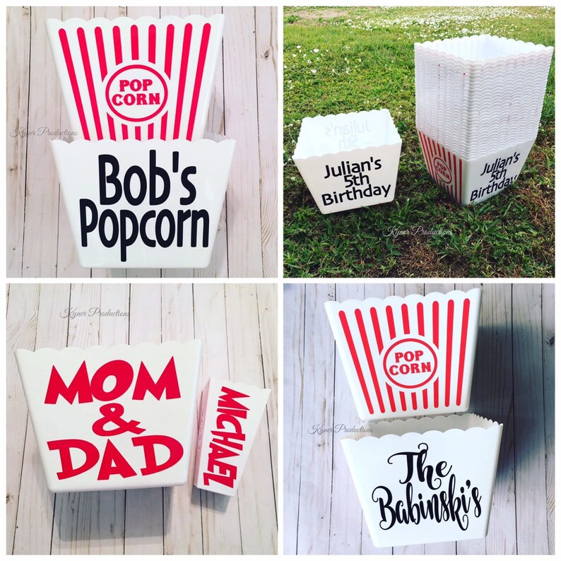 Personalized Popcorn Holder / Tubs / Buckets // Custom Popcorn Etsy