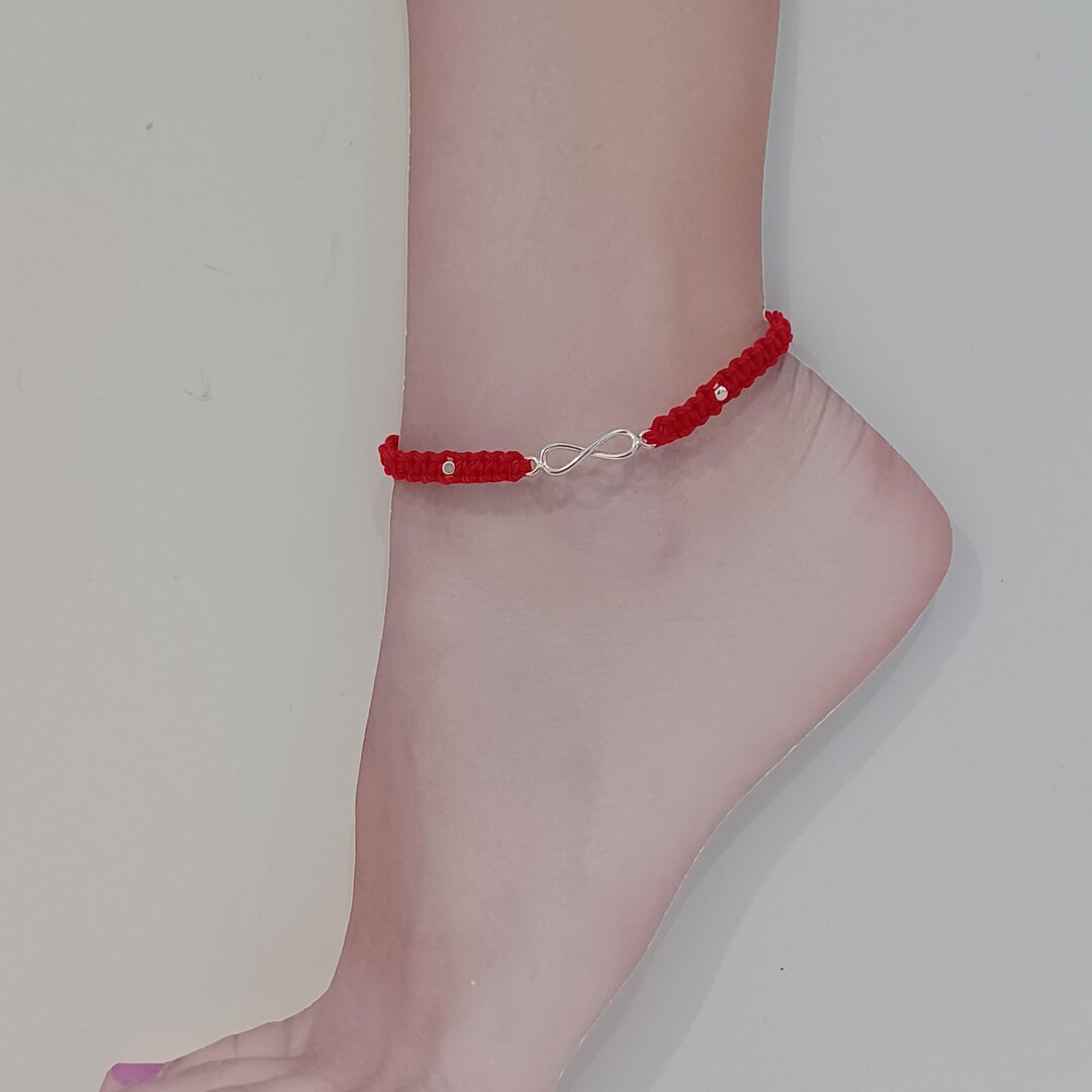 Lucky Red String Anklet Bracelet, Protection Infinity Sterling Silver ...