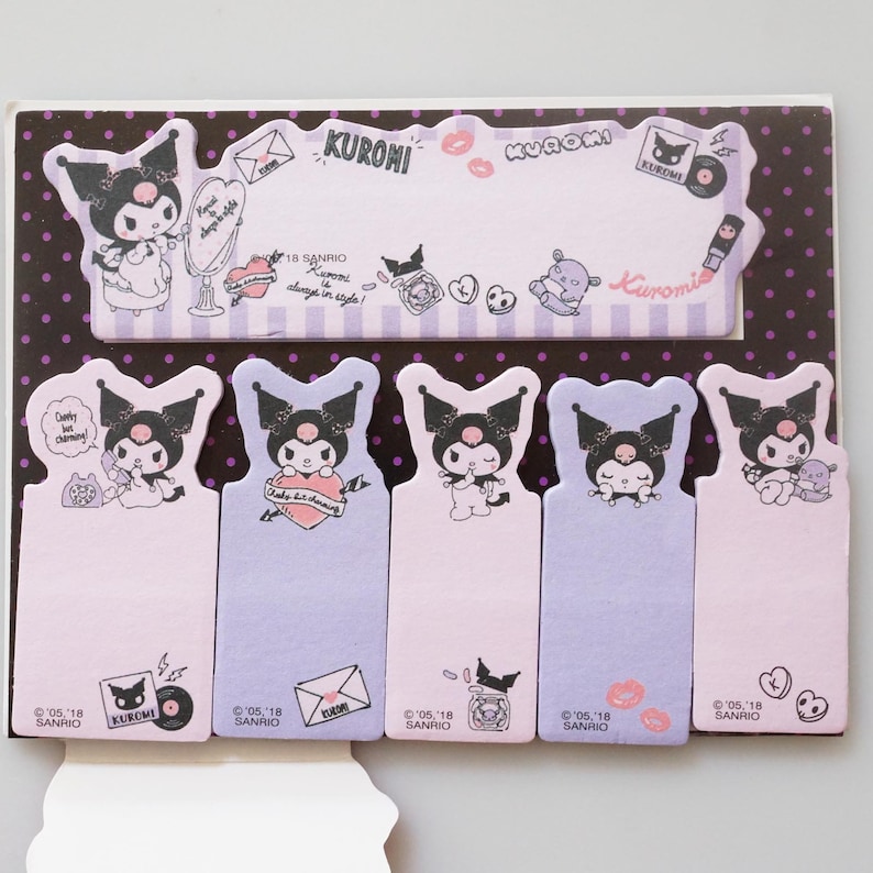 90 sheets Sanrio Kuromi Sticky Notes for Bookmark Memo FREE Etsy
