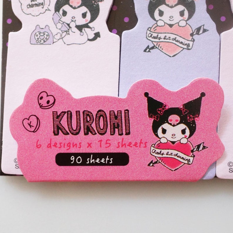 90 sheets Sanrio Kuromi Sticky Notes for Bookmark Memo FREE Etsy