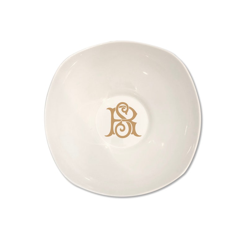 Monogrammed Melamine Wavy Serving Bowl 2 SIZES