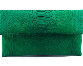 green suede clutch