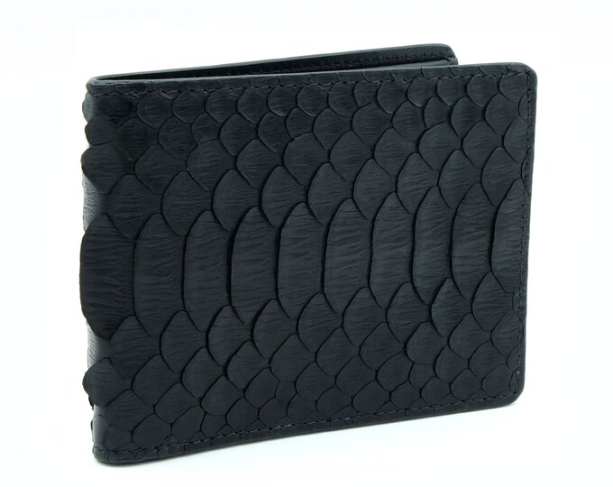 Men's Genuine Black Python Leather Wallet | Bi Fold Wallet | Snakeskin ...