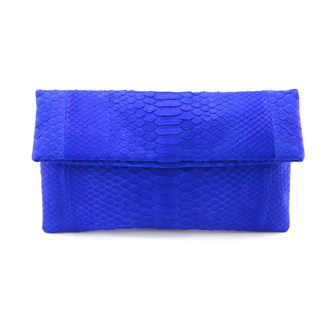 Cobalt Blue Snakeskin Clutch Foldover Clutch Bag Spring - Etsy
