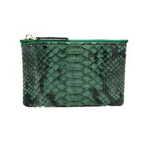 Grüne Geldbörse aus Schlangenleder | kleiner Lederbeutel | kleine Leder Geldbörse | -Münzbeutel | Python Tasche | schlanke Geldbörse | minimalistisches Portemonnaie