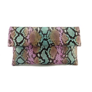 Bolso de mano de piel de serpiente Tutti Frutti / bolso de mano plegable / bolso de mano tipo sobre / bolso de mano de piel / bolso de pitón / bolso de piel de serpiente