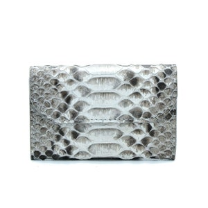 Natural motif python flap card case | small leather pouch | small leather wallet | python pouch | minimalist wallet